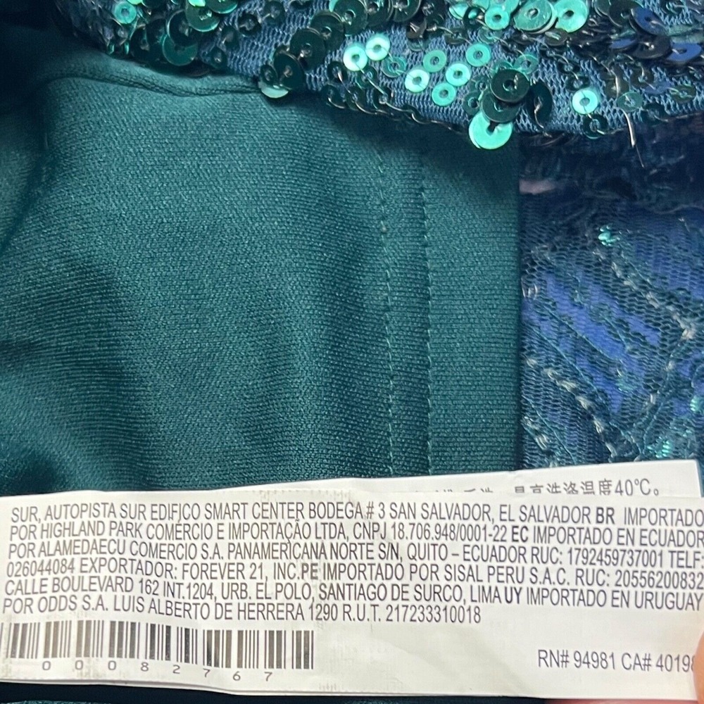 Forever 21 Emerald Green Sequin Mini Dress Small V-Neck Sleeveless Party Holiday - Picture 9 of 10